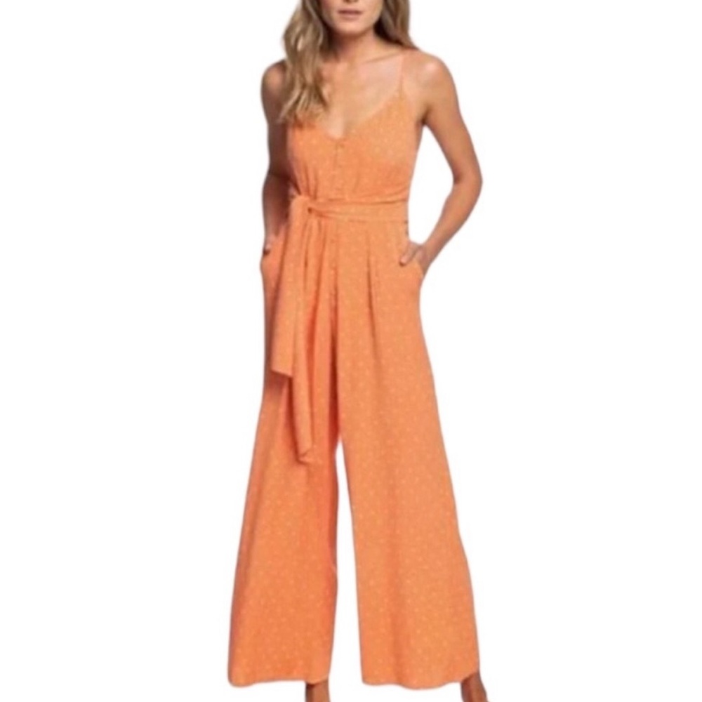 ROXY Women's Wide Leg Diamond Print Romper Size Small Orange White